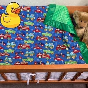 🚂- 𝅺BRAND NEW💙🚗💚🚒Handcrafted baby blanket